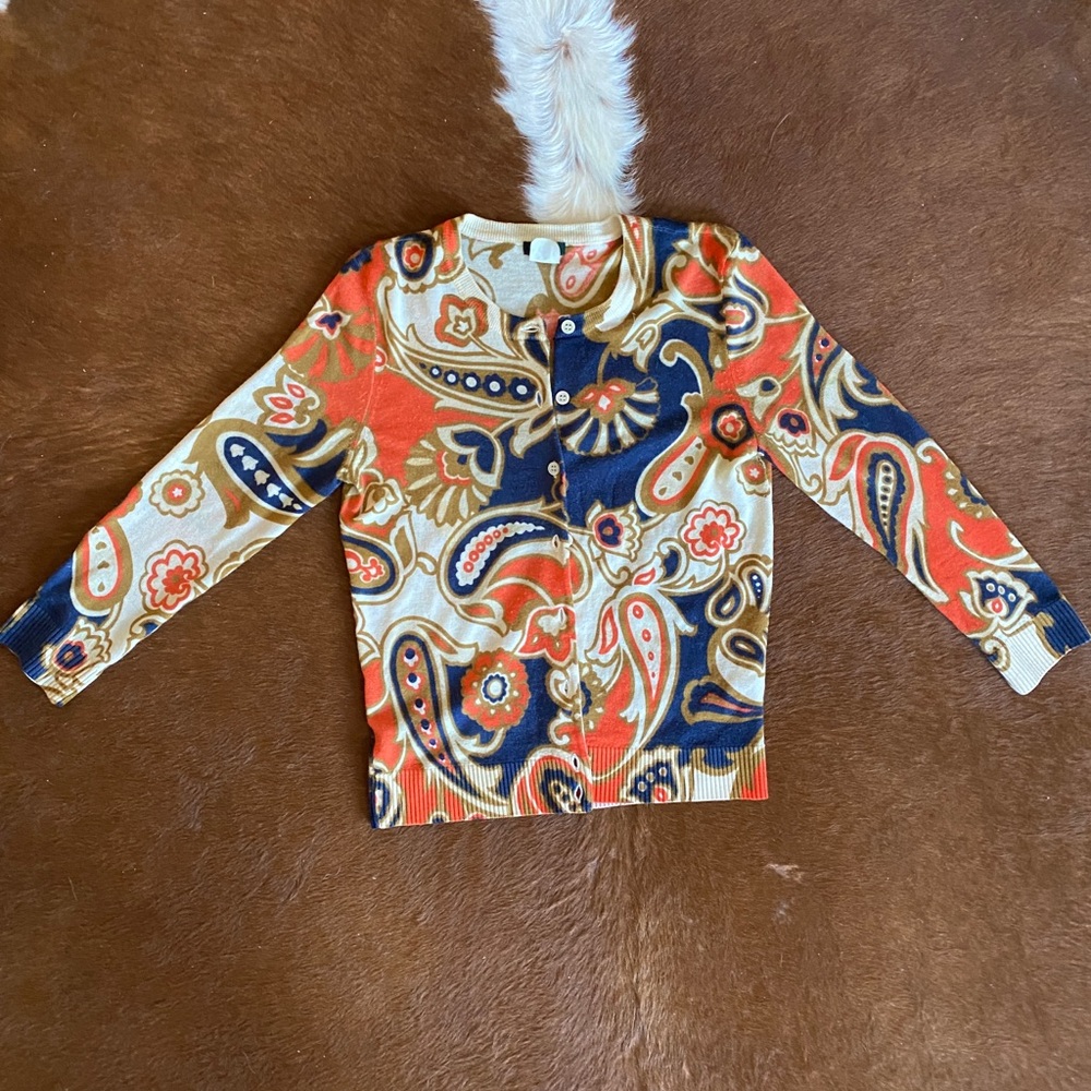 Jcrew Byzantine paisley merino wool cardigan XS
